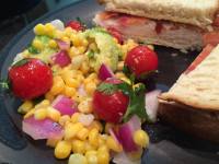 corn tomato avocado salad sandwich